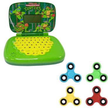Imagem de Kit Laptop Infantil Educativo Candide Tartarugas Ninja Bilíngue + 1 Fidget Spinner Sortido