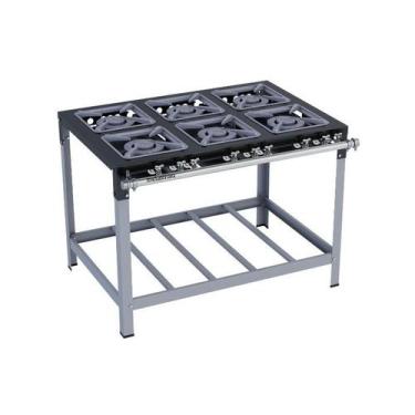 Imagem de Fogão Industrial 6 bocas Duplas 30X30 Luxo Metalmaq