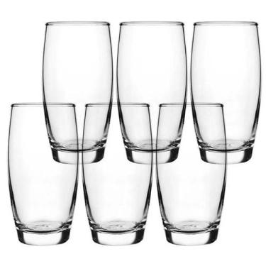 Imagem de Jogo de 6 Copos de Vidro Suco e Agua 300ml Oca Nadir Figueiredo Transp
