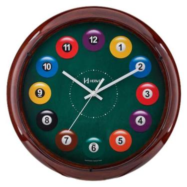 Imagem de Relógio De Parede Herweg Decorativo Snooker 660117 Nogueira