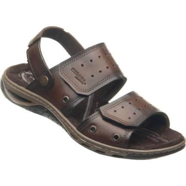 Imagem de Sandália Pegada Masculino Amortech Em Couro 131668, Pinhão, 37