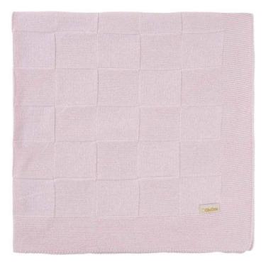 Imagem de Manta Bebê Rosa Tricôt Quadradinha Luxo - Din Don