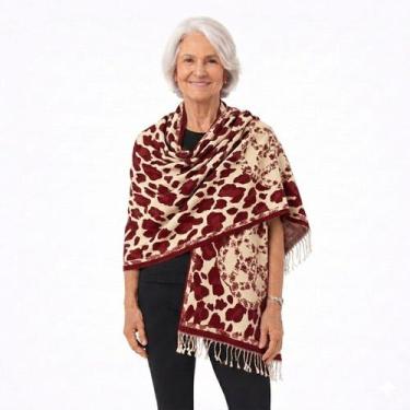 Imagem de Pashimina Cachecol Echarpe Estampa Animal Print Dupla-Face - - Sarat M