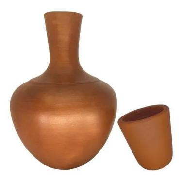 Imagem de Garrafa De Agua Rústica Com Copo De Barro Botija Moringa - RS Vale