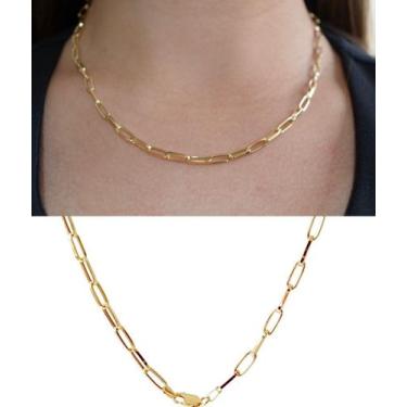 Imagem de Corrente Elos Longos 45cm Oca Ouro 18k - MIMOJOIAS, Amarelo
