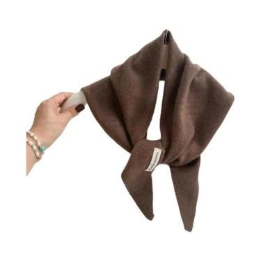 Imagem de Cachecol Feminino De Lã Quente De Cashmere Tricotado, Xale Triangular 
