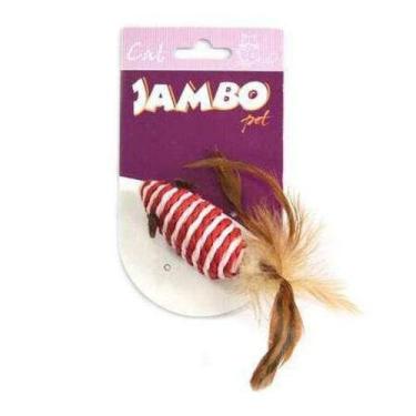 Imagem de Brinquedo Jambo Gatos Palha Rato com Pena Vermelho e Branco