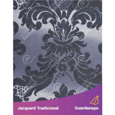 Imagem de Guardanapo em Tecido Jacquard Preto Acinzentado e Prata Medalhão Tradi