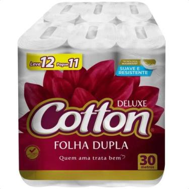 Imagem de Papel Higienico Cotton 12 Rolos 30M Folha Dupla