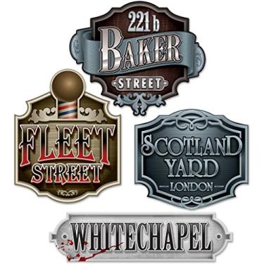 Imagem de Beistle Artigos decorativos de tema Sherlock Holmes - Stickers para placas - Multicor - 28,5 cm - 45,7 cm (4/pacote)
