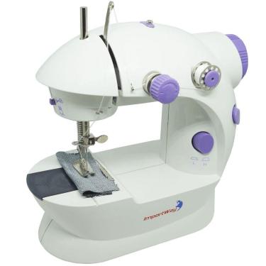 Imagem de Mini Máquina de Costura Elétrica Portátil 2 Velocidades Pedal Luz Acessórios IWMC-507 Branca