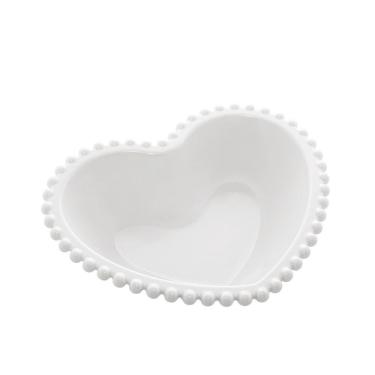 Imagem de Saladeira De Porcelana Bon Gourmet Coração Beads Branco 18cm