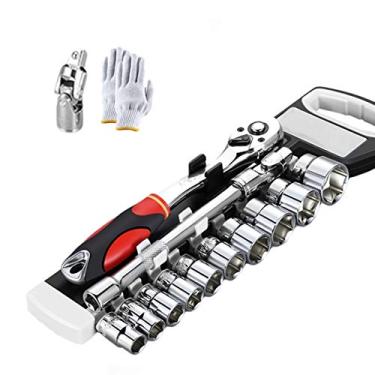 Imagem de HIOD Conjunto de chaves catraca de 3/8 polegadas métrica 6-24 mm ferramenta de combinação de soquete reversível de 6-24 mm, 12 peças