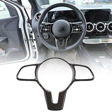 Imagem de FINMOKAL Guarnição Da Tampa Do Quadro Do Volante De Fibra De Carbono Para Benz Abc Class Cla Cls Gle Preto, Fibra De Carbono