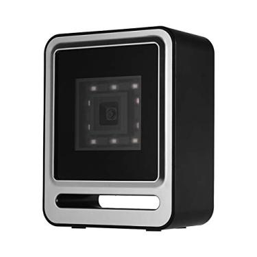 Imagem de USB mãos-livres USB com fio 1D 2D Scanner de código de barras QR Mesa omnidirecional para leitor de código de barras Plataforma com suporte a botão de gatilho superior POPQ