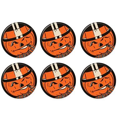 Imagem de Beistle 6 peças vintage decorações de Halloween Jack O Lantern Party Supplies Botões Pinback, 5 cm, preto/laranja/branco