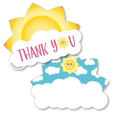 Imagem de Big Dot of Happiness You Are My Sunshine - Cartões de agradecimento em forma - Cartões de agradecimento para chá de bebê ou festa de aniversário com envelopes - Conjunto de 12