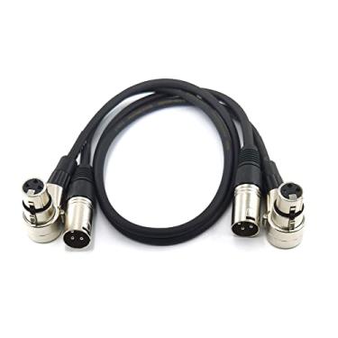 Imagem de WJSTN Cabo XLR fêmea de ângulo direito de 3 pinos para macho reto XLR de 60 cm macho para fêmea, 2 unidades