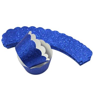 Imagem de Forro de cupcake tamanho padrão azul royal Mybbbath para chás de bebê, suportes de lembrancinha de aniversário, pacote com 24