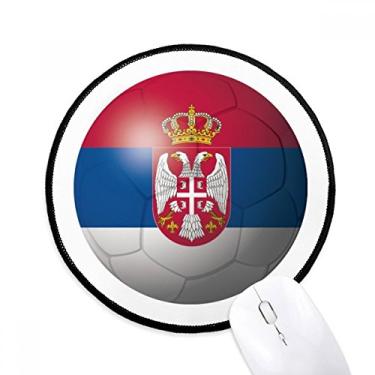 Imagem de Tapete de mouse de futebol da bandeira nacional da Sérvia para mesa de escritório tapete redondo para computador