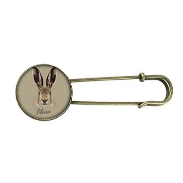 Imagem de Broche de metal retrô de animal de lebre selvagem cinza com nariz grande
