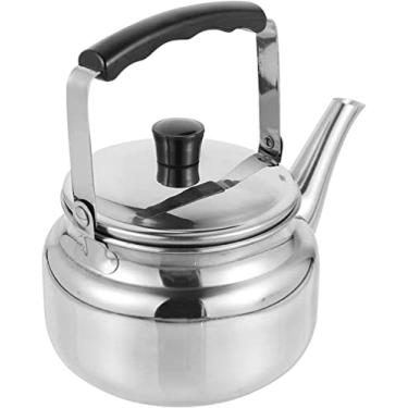 Imagem de REJOON 1 peça 1L chaleira de chá fogão bule de aço inoxidável perfeito para preparar água quente rápido para chá de café (cor: prata, tamanho: T18X12X11CM)
