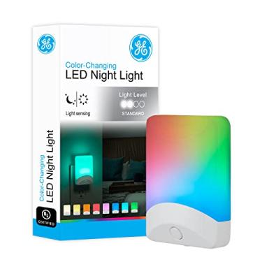Imagem de GE Luz noturna LED que muda de cor, 1 pacote, plugue na parede, sensor do crepúsculo ao amanhecer, para banheiro, quarto infantil, berçário, classificação de segurança, branco, 34693