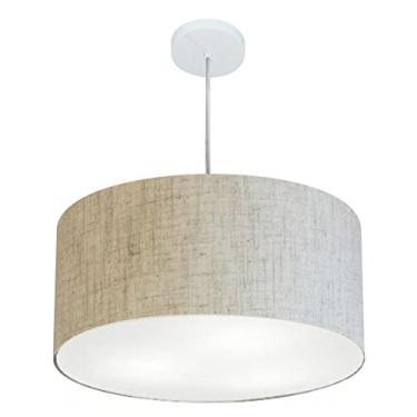 Imagem de Lustre Pendente Cilíndrico Cúpula Tecido 50x30 cm, Vivare Iluminação, Pendente4245 RST, Rustico Bege, Médio