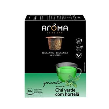 Imagem de Cápsulas de Chá Verde com Hortelã Aroma Selezione, Compatível com Nespresso, Contém 10 Cápsulas