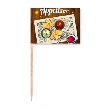 Imagem de Bandeiras de palito de vinho com fatia de pão para aperitivo, enfeite de festa