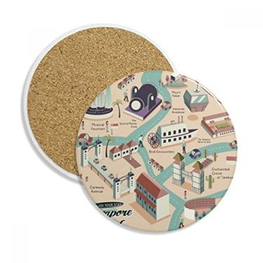 Imagem de Caneca de viagem Singapura com porta-copos de rota e proteção de mesa