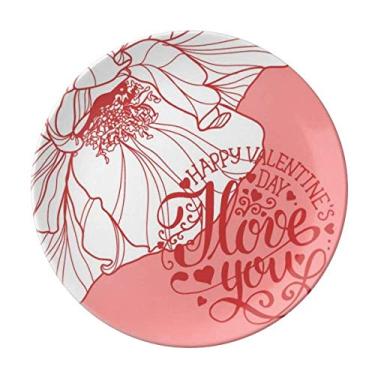 Imagem de Prato decorativo rosa Happy Valentine's Day Love Rose Salver de porcelana para jantar