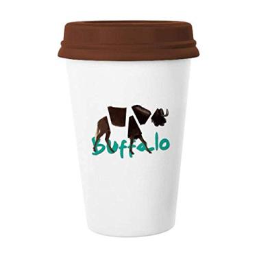 Imagem de Buffalo Body Rips Horns Art Deco Gift Caneca moderna de café bebendo vidro cerâmica copo tampa