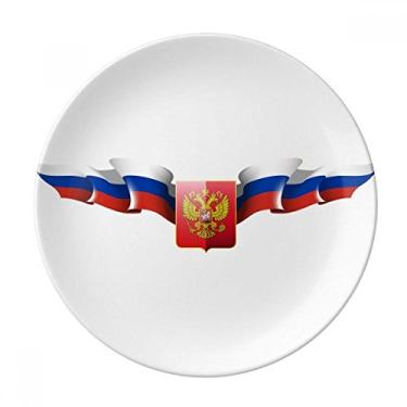 Imagem de Placa de sobremesa com emblema nacional da Rússia de porcelana decorativa de 20,32 cm para jantar em casa