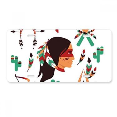 Imagem de DIYthinker Placa de licença indiana tradicional americana primitiva placa de licença decoração de aço inoxidável automóvel