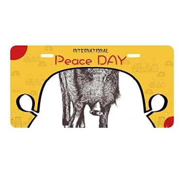 Imagem de DIYthinker Placa de carro estilo barroco coroa de espada de javali etiqueta decoração de carro dia da paz