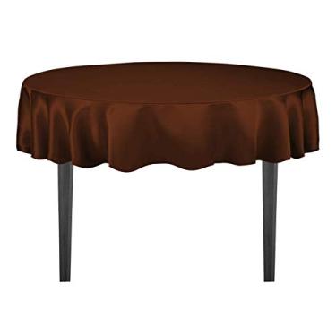 Imagem de LinenTablecloth Toalha de mesa redonda de cetim de 178 cm chocolate