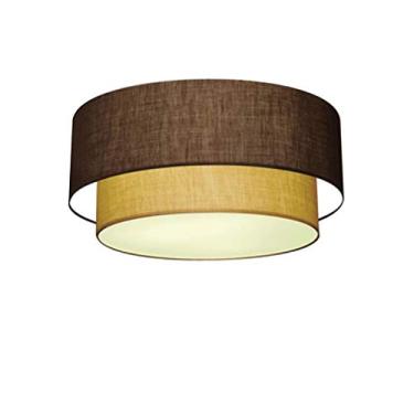 Imagem de Plafon Duplo Cilíndrico Cúpula Tecido 25/50x40 cm, Vivare Iluminação, Plafon3017 LCLP, Café/Palha, Médio