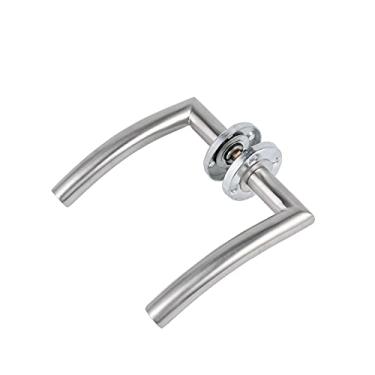 Imagem de Conjunto de maçaneta de porta de aço inoxidável interior de aço inoxidável alavanca de alça de bloqueio durável trava ajustável maçaneta de segurança para banheiro quarto, JH004