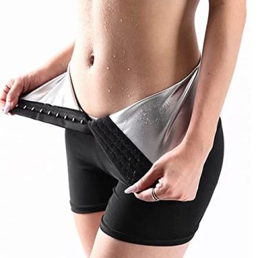 Imagem de Shorts de Sauna, Calças Modeladoras de Suor, Shorts de Ioga de Cintura Alta para Corrida Fitness para Mulheres (Shorts de cintura alta L)
