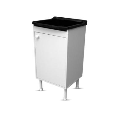 Imagem de Balcão De Lavanderia 46cm 100% Mdf + Tanque +válvula +sifão (Preto)