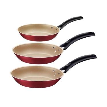 Imagem de Jogo De Frigideiras Turim Em Alumínio Antiaderente Starflon Vermelho 3 Pcs - Tramontina