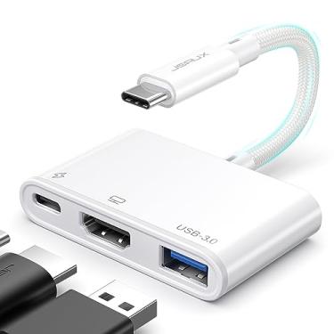 Imagem de JSAUX Adaptador USB C para HDMI, Digital AV Multiport 4K @ 30Hz 3-em-1 100W Carregamento, 5Gbps USB A 3.0, Tipo C compatível com iPhone 16 Pro/16 Pro Max/16/iPhone 15 Pro Max, Samsung S24/23, iPad