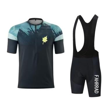 Imagem de Conjunto de Camisa de Ciclismo Masculino, Mountain Bike Ciclismo Maillots + Shorts de Babador com Almofada de Gel 9D, Roupas de Equitação (Color : TYP-8, Size : 4XL)