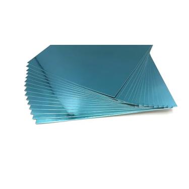 Imagem de TGXRZX Papel cartolina azul lago, tamanho 20,3 cm x 28 cm (250 gsm), 15 peças, placa dourada com acabamento espelhado para artesanato, convites e decorações, corte e plotter, confecção de cartões