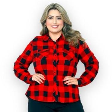 Imagem de Camisa Xadrez Feminina Plus Size Festa Junina Manga Longa-Feminino