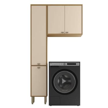 Imagem de Kit Multiuso 2 Portas com Armário Aereo 2 Portas Napole I01 Carvalho Off White -  Clique Chique