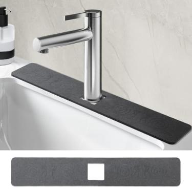 Imagem de Pia de proteção contra respingos pedra PNLLDDCN antiderrapante diatomácea lama atrás da torneira tapete para bancada de cozinha e tapete de drenagem, bandeja de secagem instantânea pedra para balcão