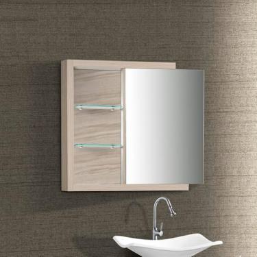 Imagem de Armario Para Banheiro Espelheira Luna Compartimento Interno 59,8cm Maple