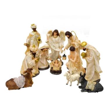 Imagem de Presépio Grande Resina Completo Natal Natalino - 33 Cm 